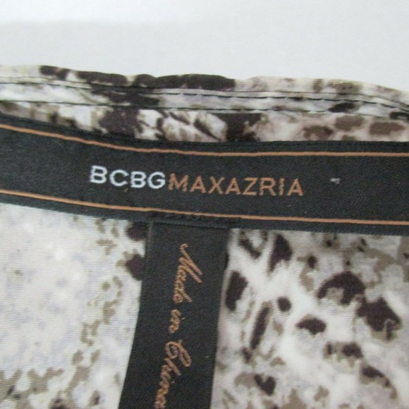BCBGMAXAZRIA Multi-Color Python Snake Print Faux Wrap Short Sleeve Shirt - Picture 2 of 8